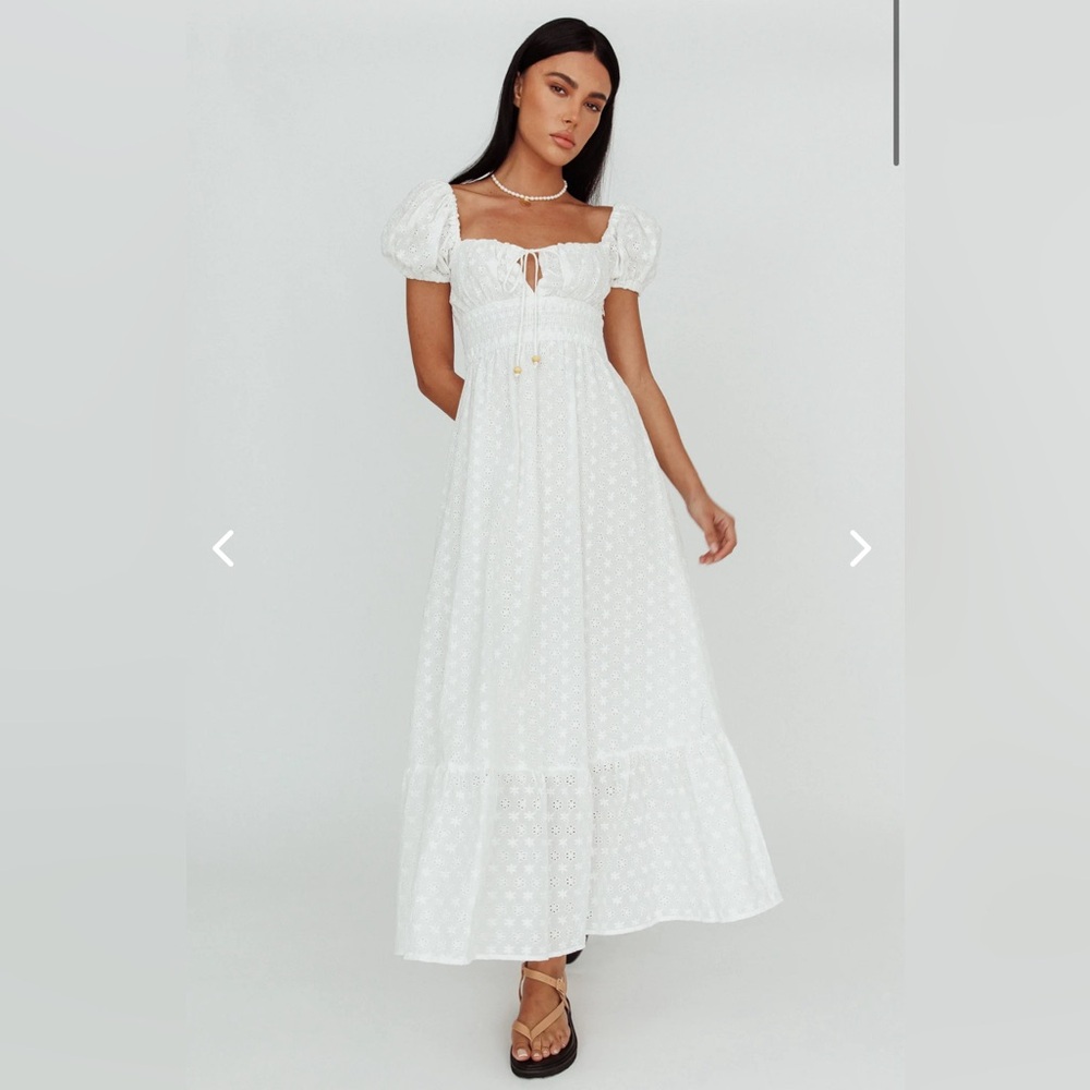 White maxi summer dress from Selfie Leslie.
